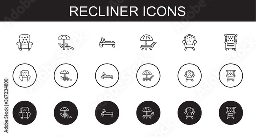 recliner icons set
