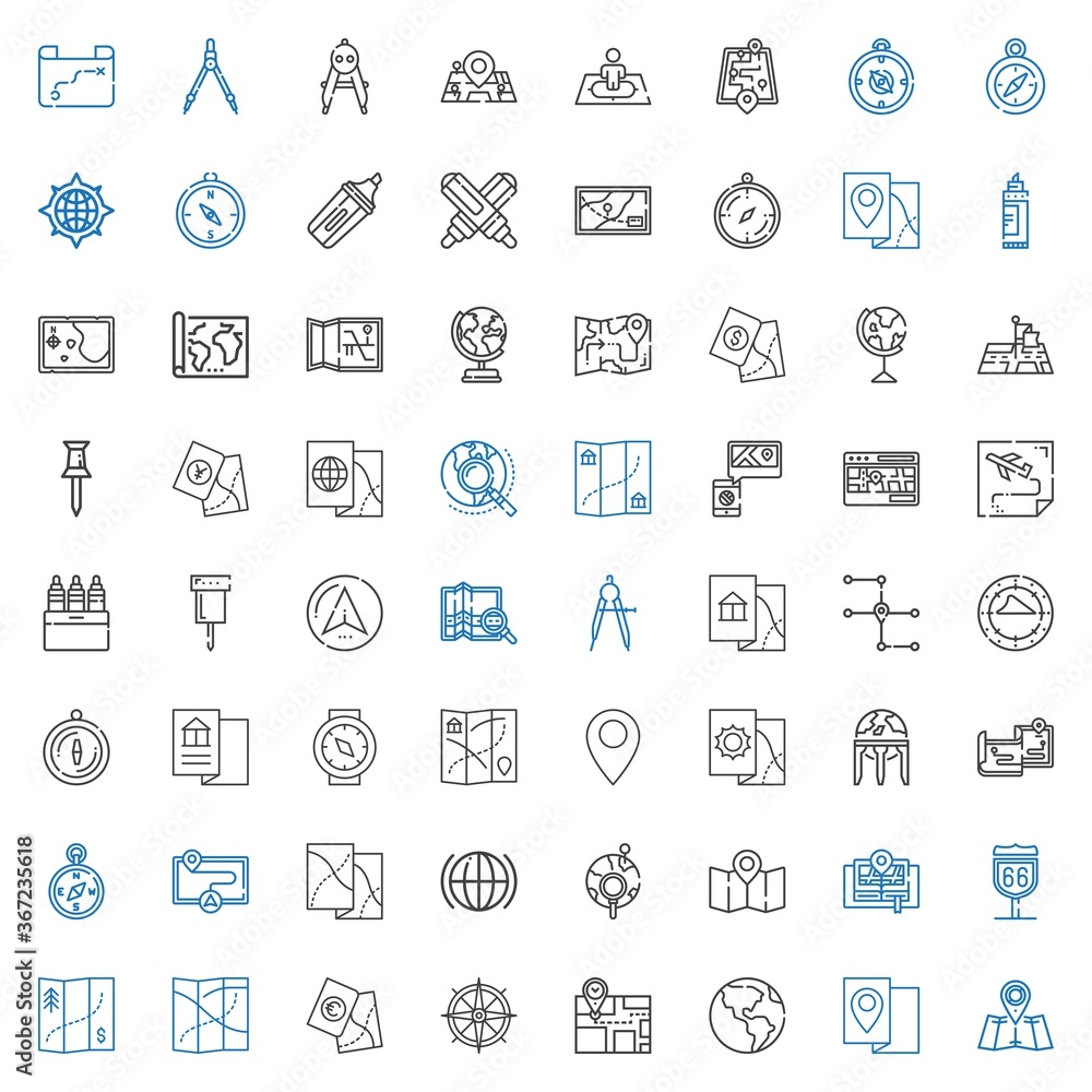 cartography icons set cartography icons set