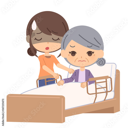 介護で疲れている女性