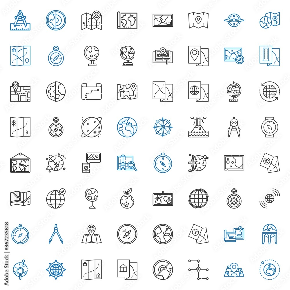 geography icons set geography icons set