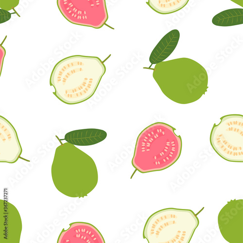 Guava Fruit. Seamless Vector Patterns