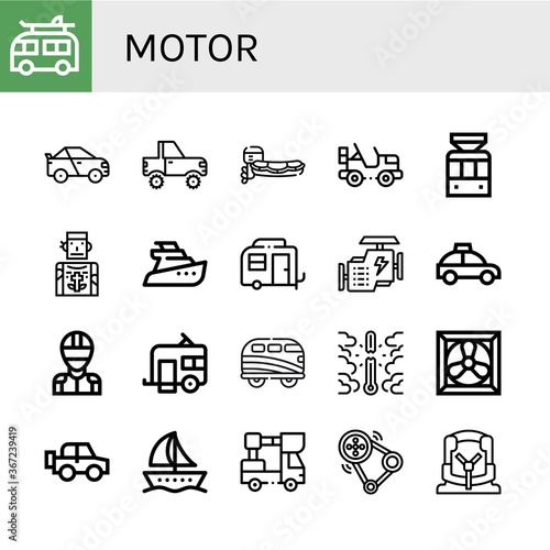 motor simple icons set