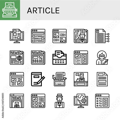 article simple icons set