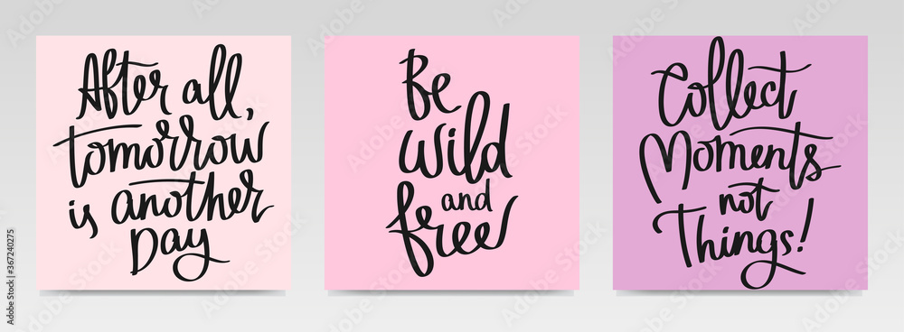 Inspirational quotes letter typography set illustration. Inspirational quotes letter typography set illustration.