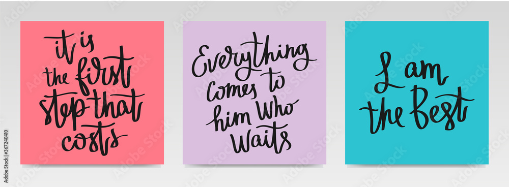 Inspirational quotes letter typography set illustration. Inspirational quotes letter typography set illustration.