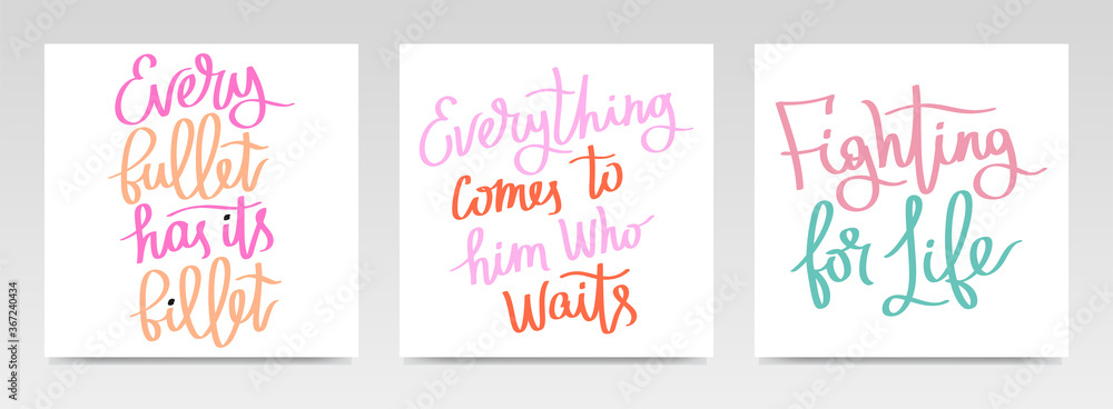 Inspirational quotes letter typography set illustration. Inspirational quotes letter typography set illustration.