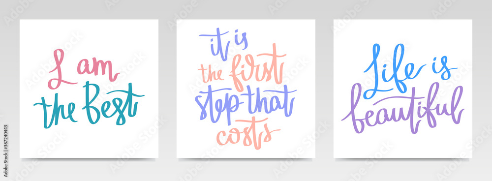 Inspirational quotes letter typography set illustration. Inspirational quotes letter typography set illustration.