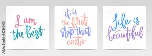 Inspirational quotes letter typography set illustration.