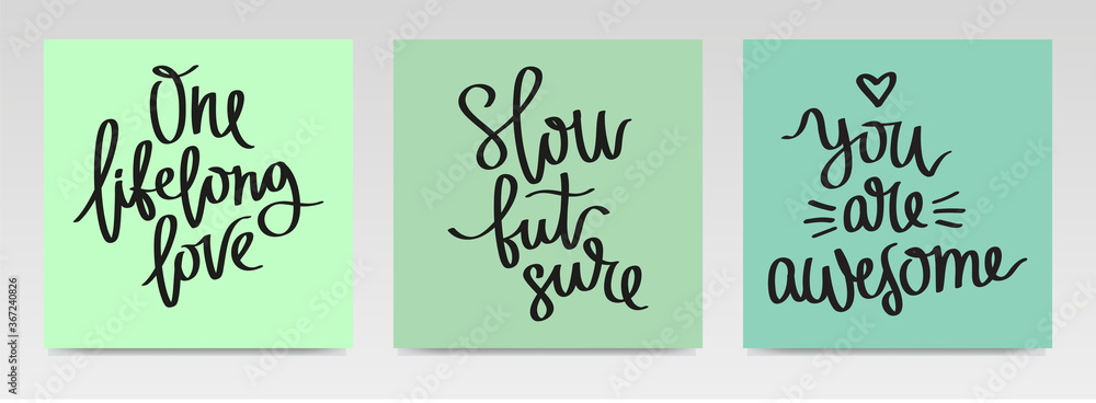 Inspirational quotes letter typography set illustration. Inspirational quotes letter typography set illustration.
