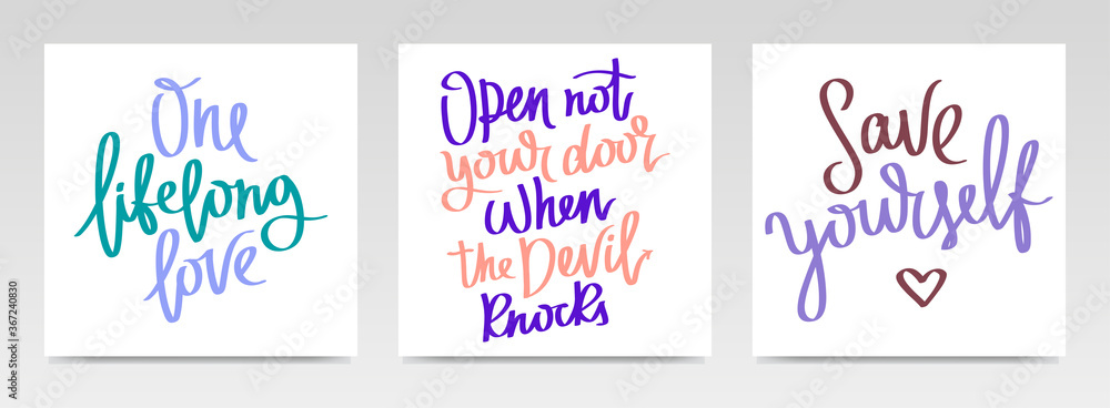 Inspirational quotes letter typography set illustration. Inspirational quotes letter typography set illustration.