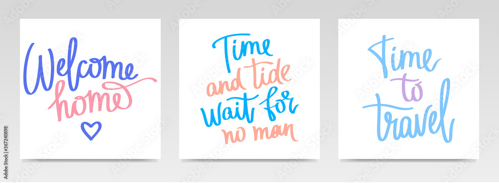 Inspirational quotes letter typography set illustration.