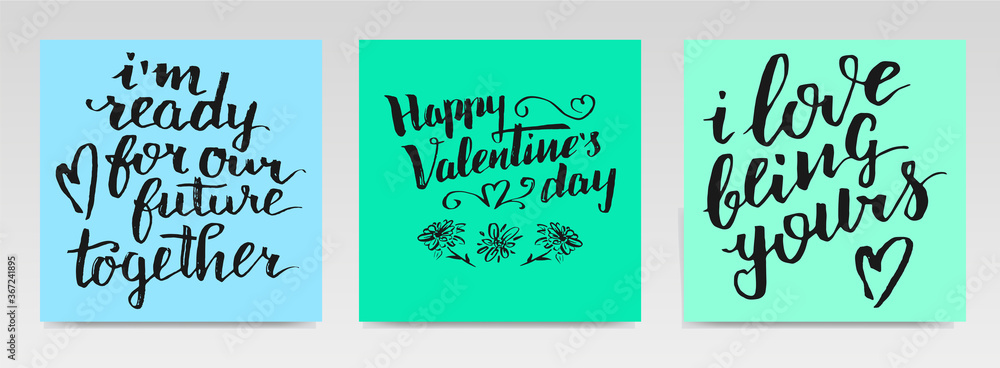 Valentine quotes letter typography set illustration. Valentine quotes letter typography set illustration.