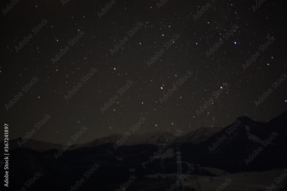Fototapeta premium Stars and mountains in Hakuba, Nagano, Japan