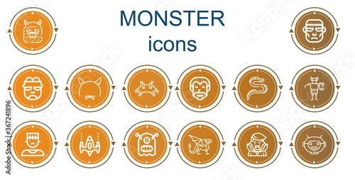 Editable 14 monster icons for web and mobile