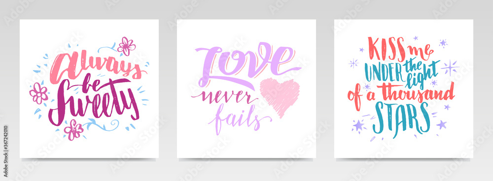 Valentine quotes letter typography set illustration. Valentine quotes letter typography set illustration.