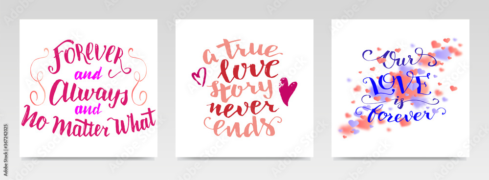 Valentine quotes letter typography set illustration. Valentine quotes letter typography set illustration.
