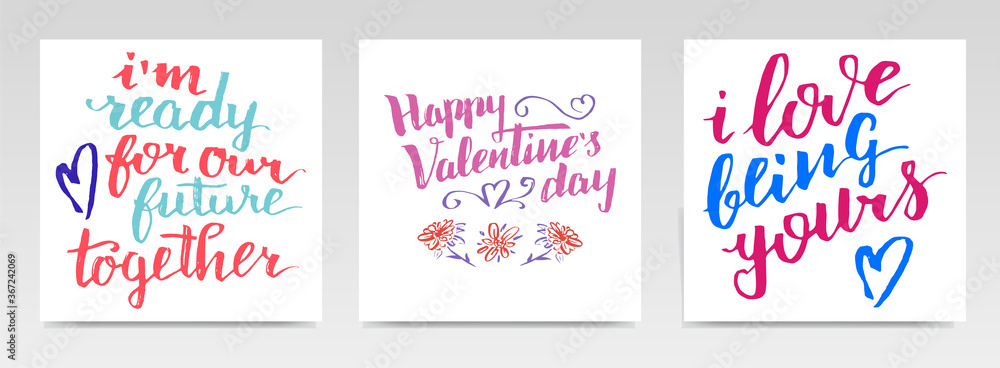 Valentine quotes letter typography set illustration. Valentine quotes letter typography set illustration.
