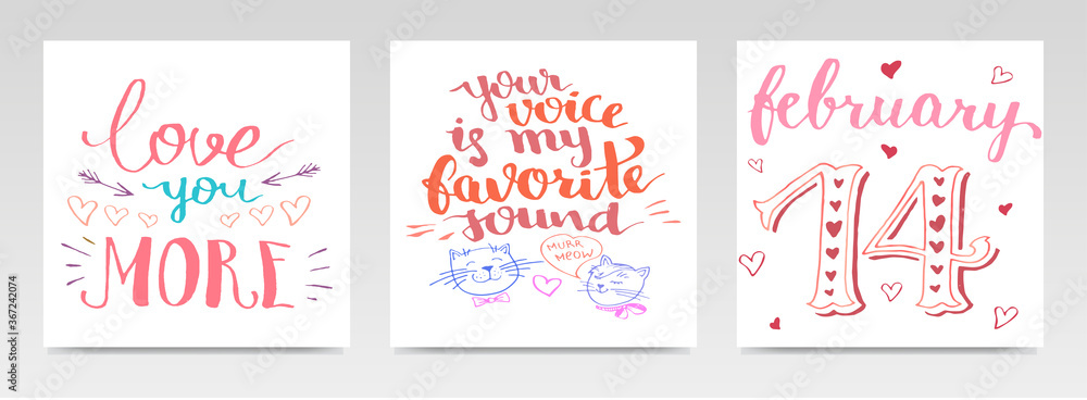 Valentine quotes letter typography set illustration. Valentine quotes letter typography set illustration.