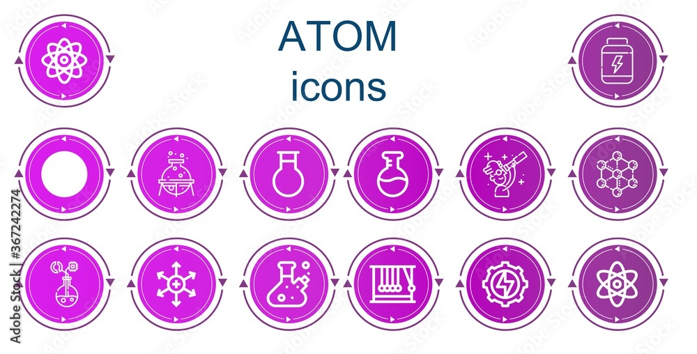 Editable 14 atom icons for web and mobile Editable 14 atom icons for web and mobile
