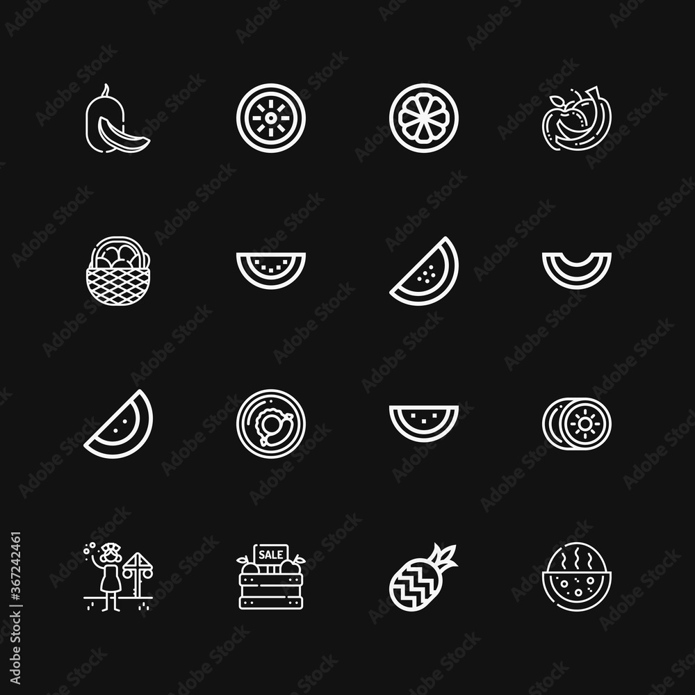 Editable 16 watermelon icons for web and mobile Editable 16 watermelon icons for web and mobile