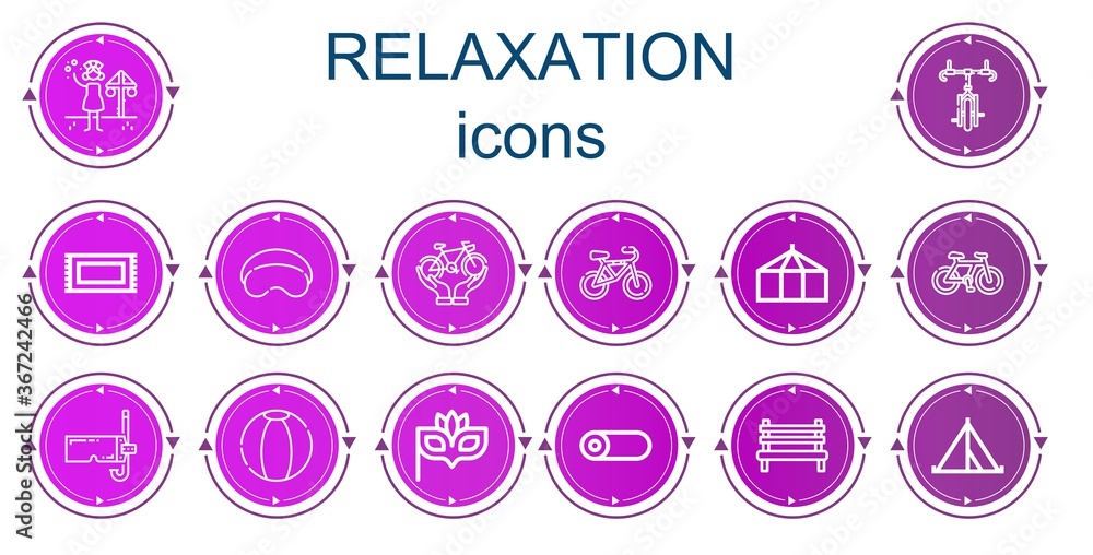 Fotografie Editable 14 relaxation icons for web and mobile