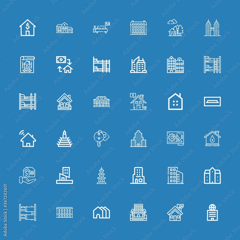 Editable 36 apartment icons for web and mobile Editable 36 apartment icons for web and mobile