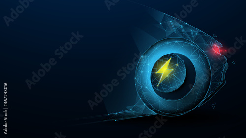 E-mobility. Electric Car From Lines, Triangles and Particle Style Design. Illustration Vector