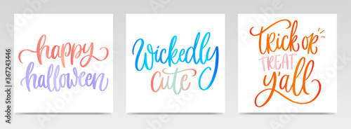 Halloween quotes letter typography set illustration.