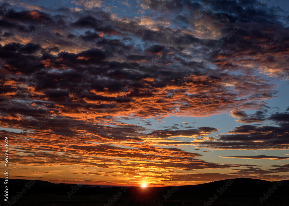 Sunrise east of the Flatiron Mountains near Boulder, Colorado