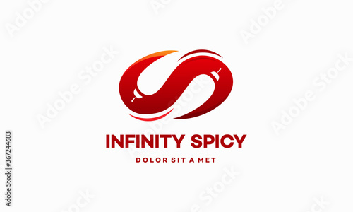 Infinity Spicy Pepper logo designs concept vector ,Red Hot Chili logo designs template