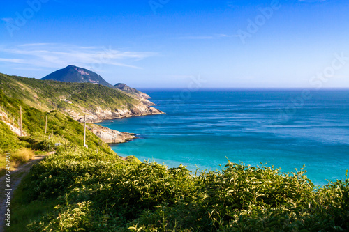 Boats over a crystalline turquoise sea in Arraial do Cabo, Rio de janeiro, Brazil. Jan 05, 2015