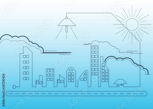 A city that mainly uses electricity, design ideas using wire as a bender as a city, modern design, for general designers