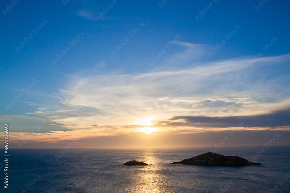 Beautiful sunset at sea in Arraial do Cabo in Brazil. Jan 05, 2015