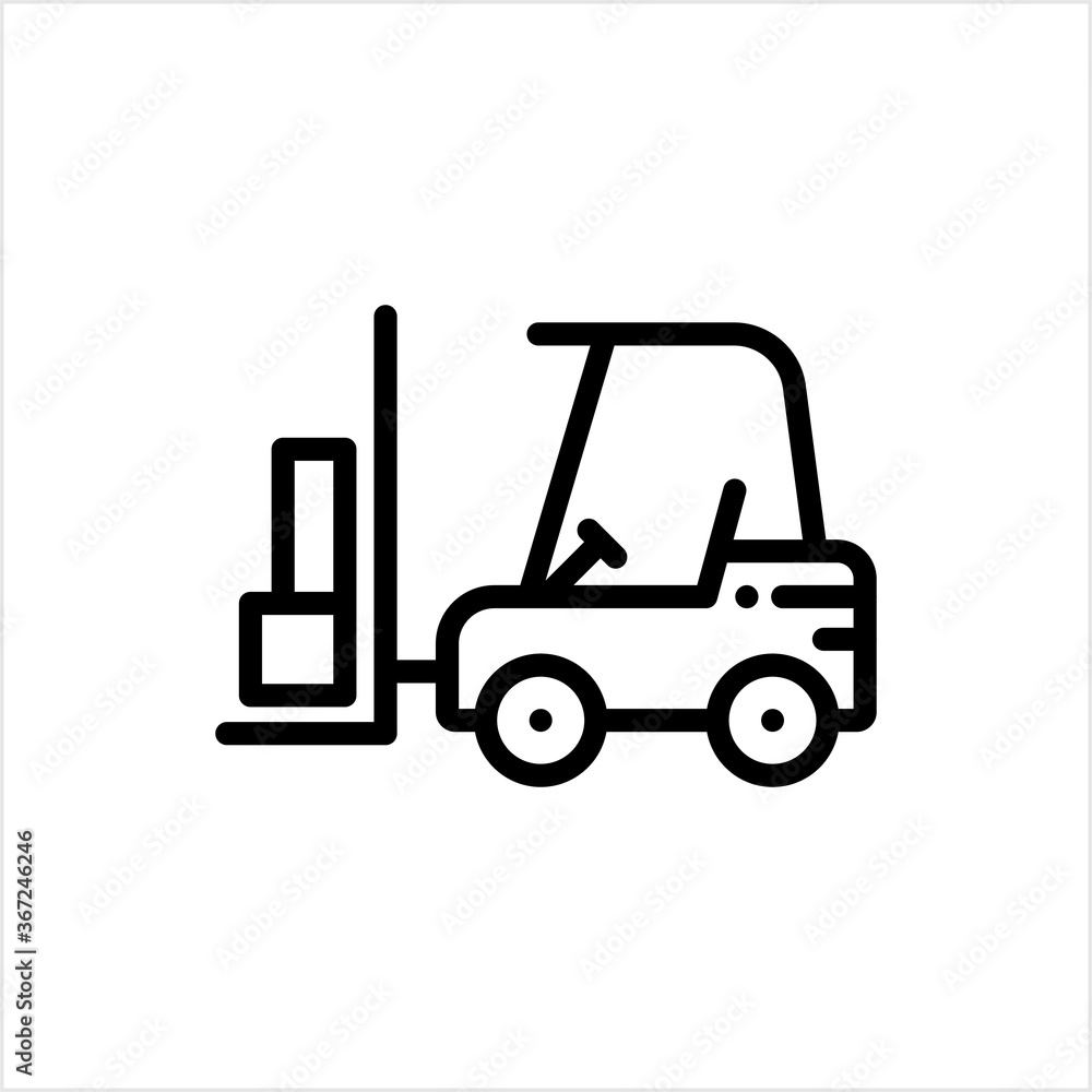 Naklejka premium Forklift Truck Icon, Industrial Truck Used For Moving And Lifting Material
