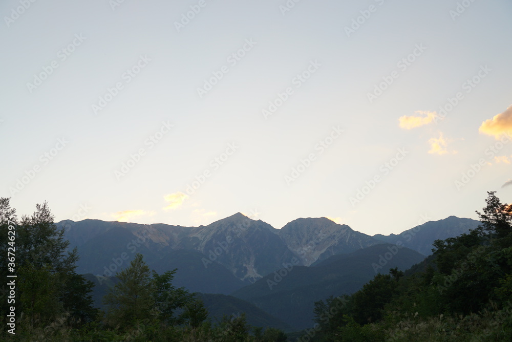 mountains in the morning