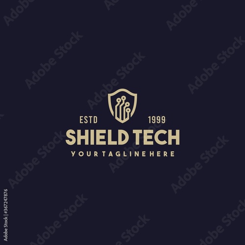 Creative shield tech logo design