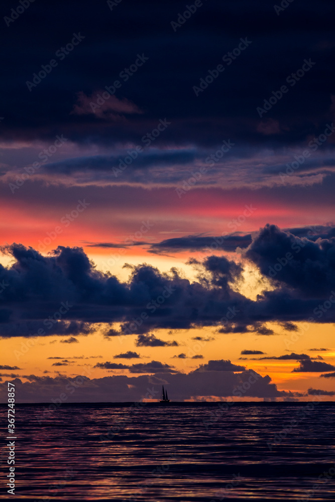 sailing yacht in the sunset