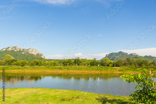 landscape with lake and mountains