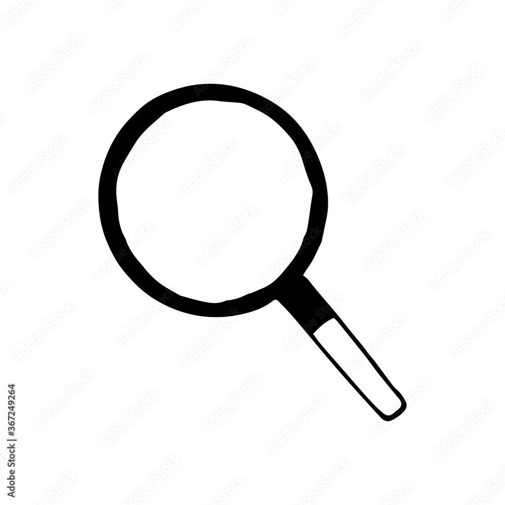 magnifier hand drawn in doodle style. vector, scandinavian, monochrome. single element for design sticker, icon, card. school, study, science search magnifier hand drawn in doodle style. vector, scandinavian, monochrome. single element for design sticker, icon, card. school, study, science search