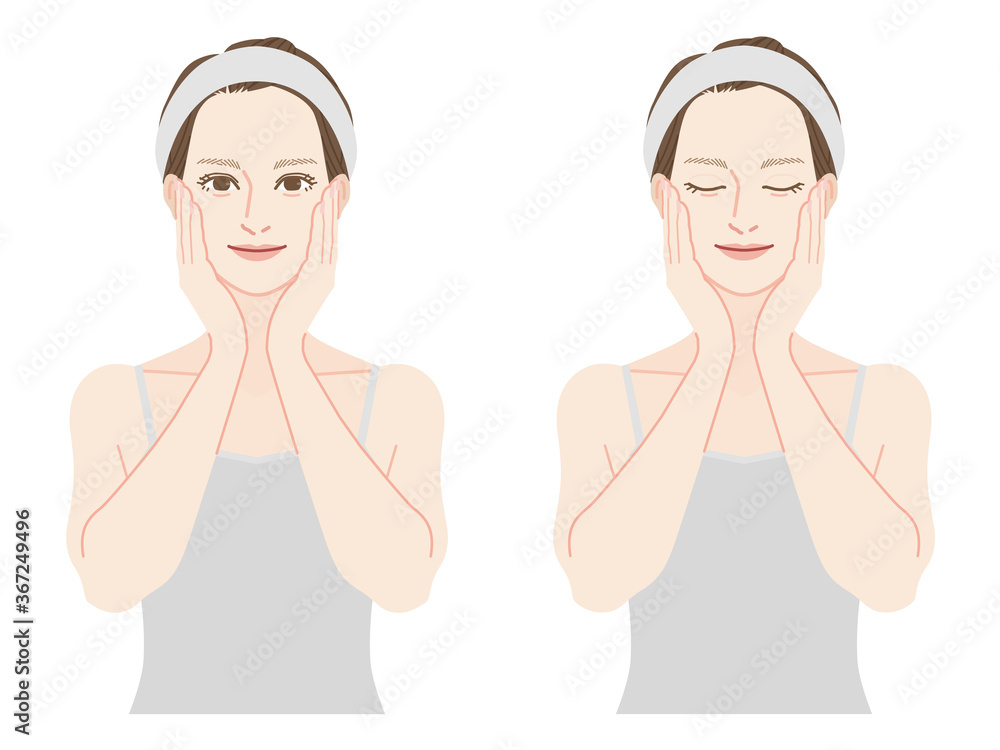 Illustration of a woman who takes care of the skin. Illustration of a woman who takes care of the skin.