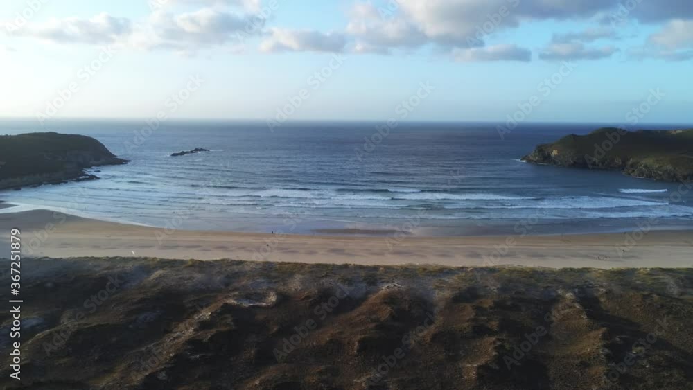 Aerial view of beautiful beach in Galicia,Spain. Drone Video Aerial view of beautiful beach in Galicia,Spain. Drone Video