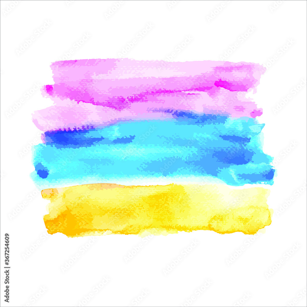 Vector stroke of paint colorful watercolor on white.