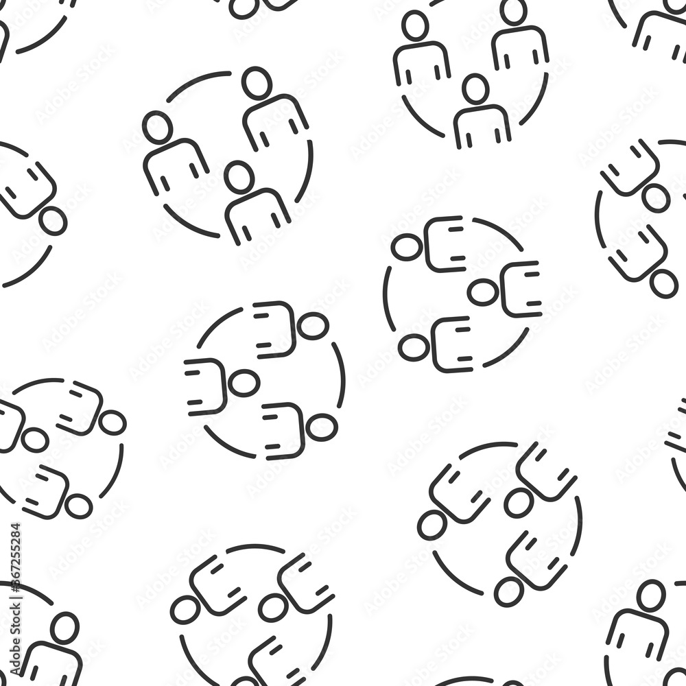 Obraz premium People communication icon in flat style. People vector illustration on white background. Partnership seamless pattern business concept.