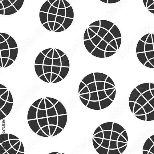 Earth planet icon in flat style. Globe geographic vector illustration on white isolated background. Global communication seamless pattern business concept.