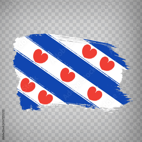 Flag of  Friesland brush strokes. Flag of Friesland on transparent background for your web site design, logo, app, UI. Netherlands. EPS10.