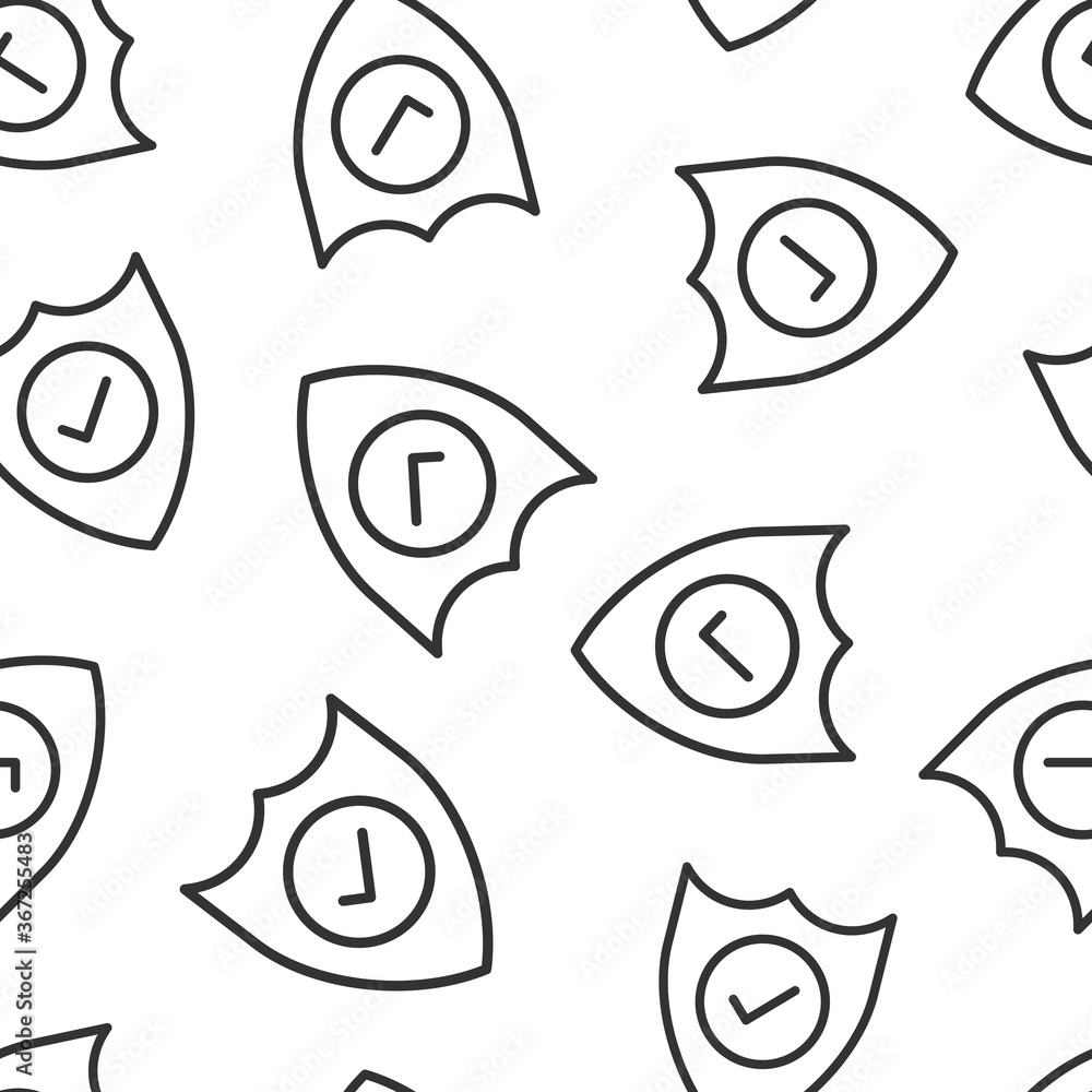Shield with check mark icon in flat style. Protect vector illustration on white isolated background. Checkmark guard seamless pattern business concept. Shield with check mark icon in flat style. Protect vector illustration on white isolated background. Checkmark guard seamless pattern business concept.