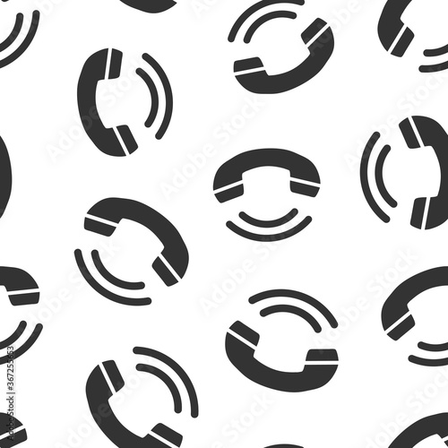 Phone icon in flat style. Telephone call vector illustration on white isolated background. Mobile hotline seamless pattern business concept.