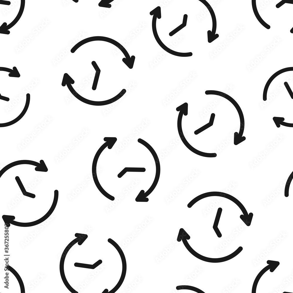Clock icon in flat style. Watch vector illustration on white isolated background. Timer seamless pattern business concept. Clock icon in flat style. Watch vector illustration on white isolated background. Timer seamless pattern business concept.
