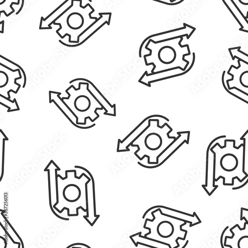 Workflow icon in flat style. Gear effective vector illustration on white isolated background. Process organization seamless pattern business concept.