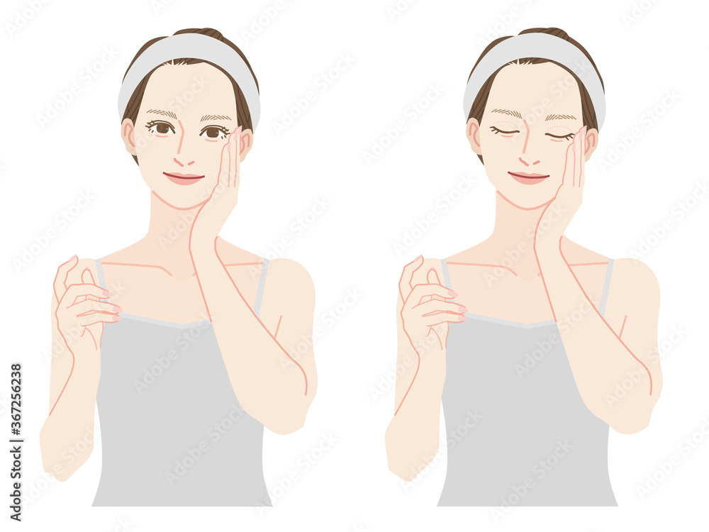 Illustration of a woman who takes care of the skin. Illustration of a woman who takes care of the skin.